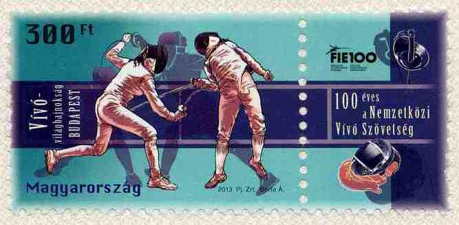 A képen a Vívó-Világbajnokság bélyeg látható