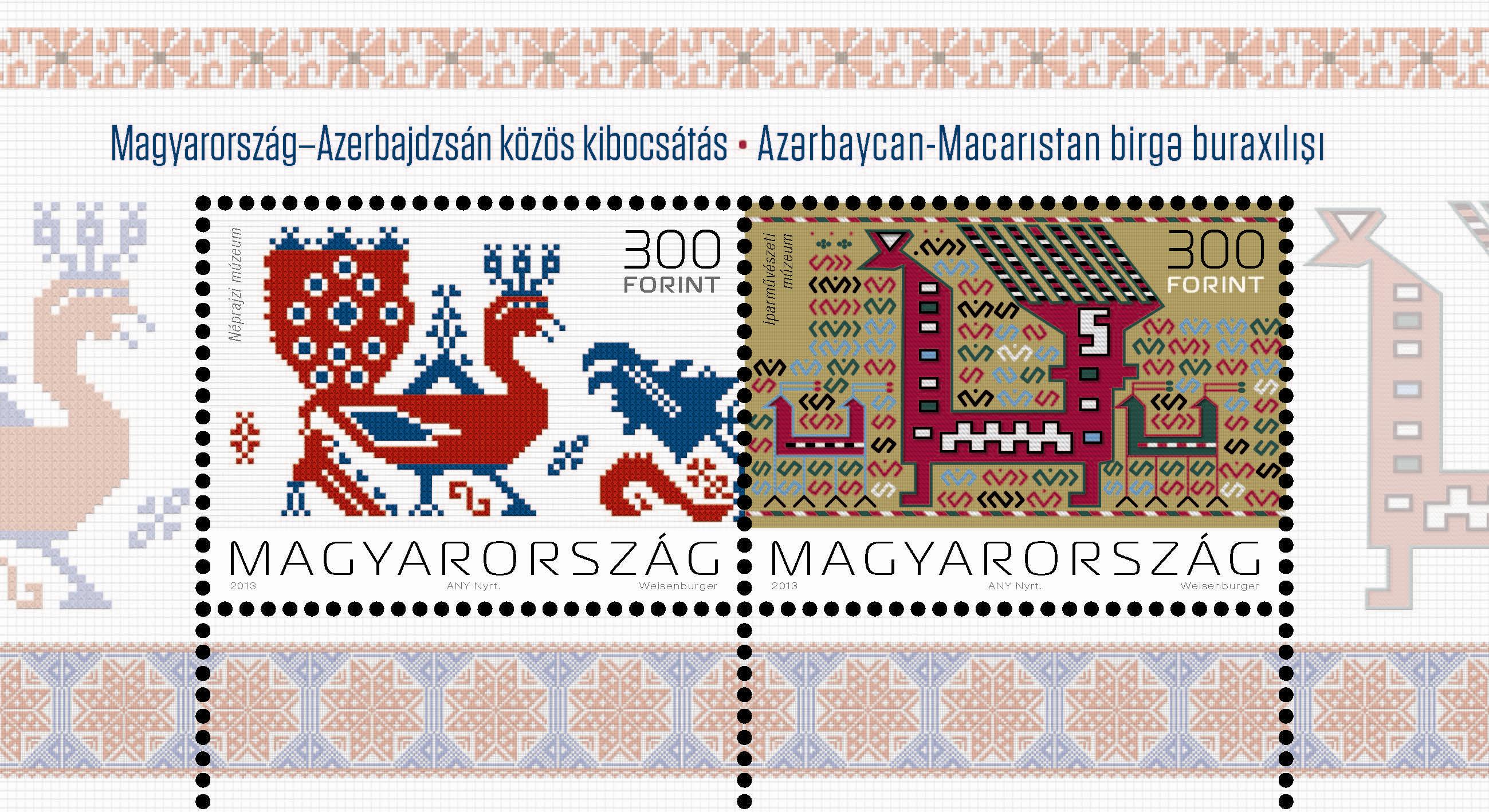 A képen a Magyarország-Azerbajdzsán közös bélyeg látható
