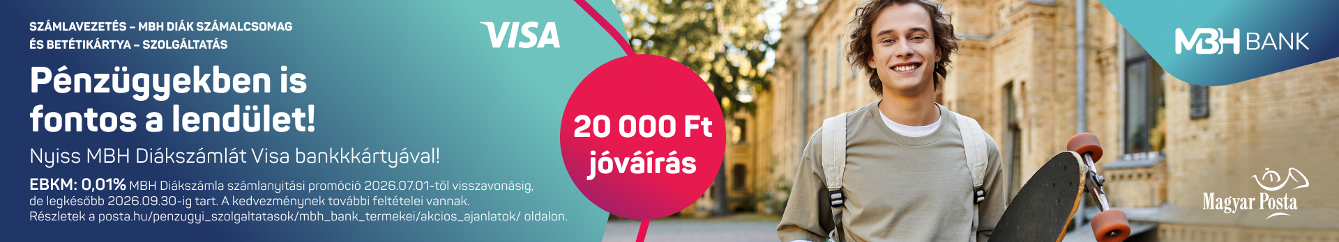 Pénzügyekben is fontos a lendület! Nyiss MBH Diákszámlát Visa bankkártyával!