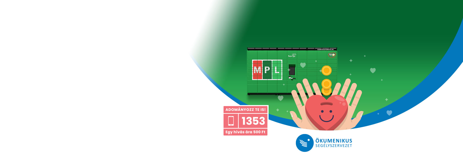 Adományozz te is! 1353, egy hívás ára 500 Ft. A Magyar Posta most minden MPL csomagautomatából átvett csomag feladási díjából 10 Ft-tal támogatja az Ökumenikus Segélyszervezet munkáját.