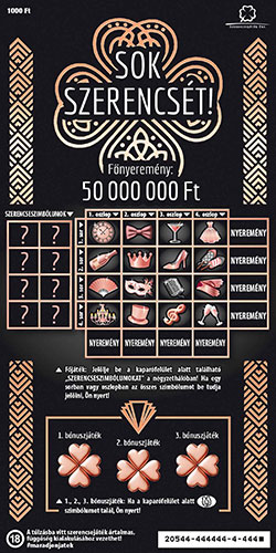 Sok szerencsét! sorsjegy, főnyeremény 50 000 000 Ft